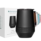 Elemental Recess Wine Tumbler - Triple Wall Insulated Stainless Steel Coffee Mug for Hot & Cold Drinks - Portable Cup with Shatterproof Sip Lid for Camping, Outdoor & Travel - 10oz - Black