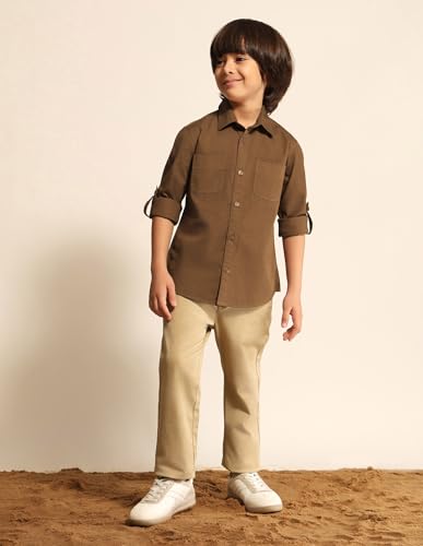 Image of Regular fit Solid Cotton Long Sleeves Casual Shirts