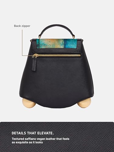Image of ZOUK Women's Svara Sling Bag | Vegan Leather Bag | Crossbody + Top Handle with Adjustable Strap | Evening & Festive