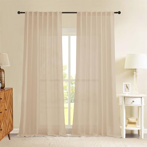 Image of HOMEMONDE Sheer Curtains for Living Room, Bed Room - Transparent Curtain Home Decor