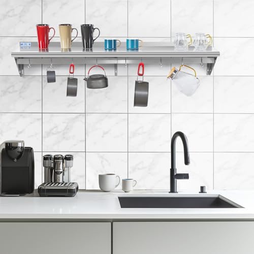 Hally Stainless Steel Shelf with 8 Hooks 14" x 60" Wall Mounted Pot Rack 400lb, NSF Commercial Floating Shelving for Storage Hanging Pots, Pans, cookware in Restaurant, Kitchen, Home and Hotel by HALLY SINKS & TABLES H - Image 6