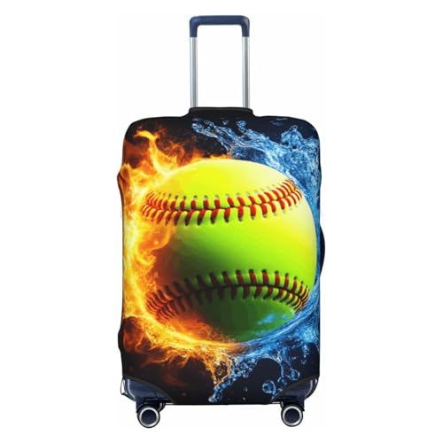 Travel Luggage Suitcase Cover Zipper Closure Baggage Protector Fits 18-32 inch Suitcase, Anti-Scratch Luggage Case Protective Cover, Ice Water Fire Flame Softball Baseball