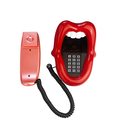 Telpal Landline Phones For Home, Red Mouth Telephone, Novelty Big Tongue Phone, Wired Funny Lip Phone Gift, Cartoon Shaped Real Corded Lips Telephone Set #TOP4