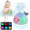 Juguetes de baño para bebés, juguetes de baño para niños de 1 a 3 años, rociador de juguete de baño de ballena iluminada, mesa de agua para piscina, juguetes para bebés de 6 a 12 a 18 meses