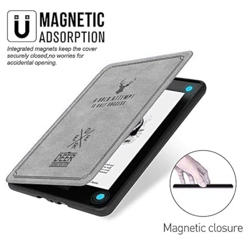 Image of MOCA Kindle Paperwhite 12th Gen 7 inch (2024) & Kindle Colorsoft 7 inch (2025) Case - Leather, Slim Fit, Auto Sleep /Wake, Magnetic Closure, Durable, Lightweight (Grey)