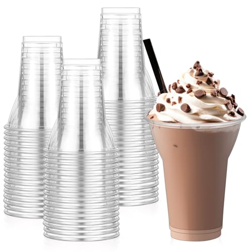 Baderke 50 Pcs Plastic Parfait Cups Root Beer Float Cups Peanut Buster Parfait Glasses Classic Clear Disposable Crystal Milkshake Mugs for Sundae Yogurt Ice Cream Party Drinks (12 oz)