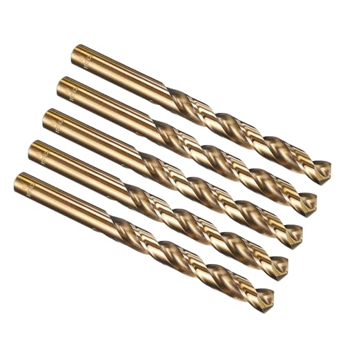 Image of PATIKIL 11mm Drill Bit, M35 Cobalt 5% High-Speed Steel Jobber Straight Shank 135° Gold Finish for Stainless Steel Hard Metal - 5 Pack