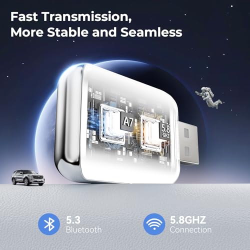 Image of Wireless Carplay Adapter for iPhone, Convert Wired Car Play to Wireless, 2 in 1 Plug and Play Mini CarPlay and Android Auto Adapter for iOS 10 Android 11 and Above, Cars with Built-in Carplay (White)