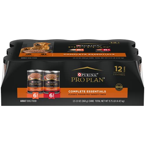 Purina Pro Plan Pate Wet Dog Food Variety Pack, COMPLETE ESSENTIALS Classic Entrees - (12) 13 oz. Cans