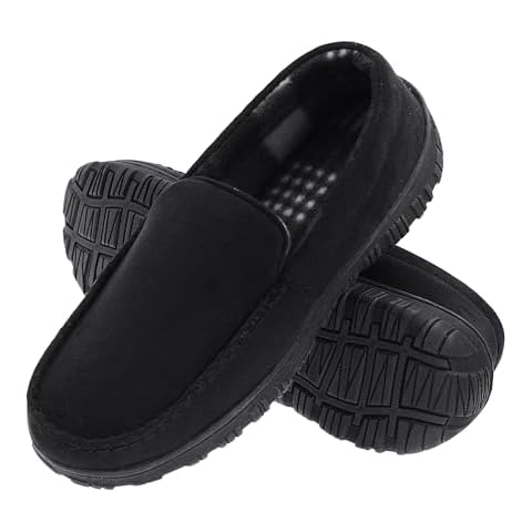 Lulex Mens Slippers Moccasins for Mens Memory Foam House Slippers Indoor Outdoor House Shoes Black 13 M US Cover