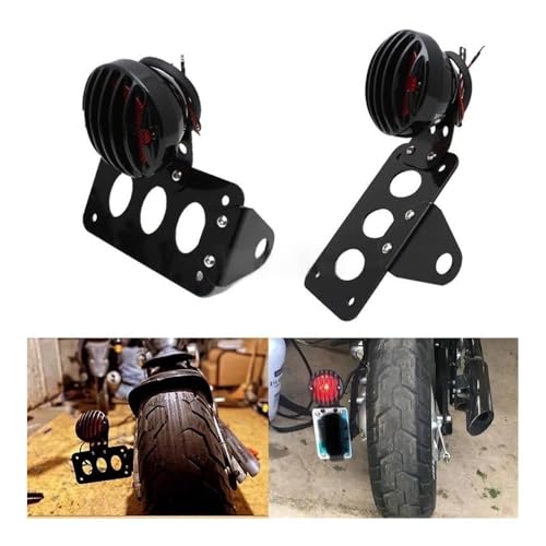 Support de plaque d'immatriculation latéral avec feu arrière de moto stop - 2