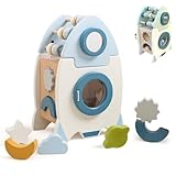 Mlthcig Juego De Exploración Cósmica, Juguete Espacial Madera, Juego Educativo 5 En 1 con Clasificación Formas, Que Fomenta El Propósito, La Y Las Habilidades, Tablero Actividades Madera