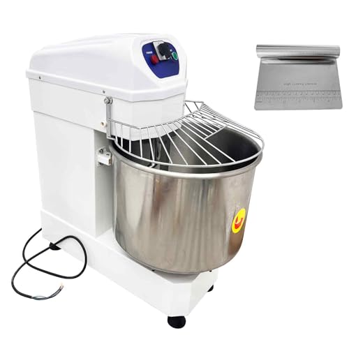 BEILOCKERY 220V Dual-Speed Commercial Stainless Steel Dough Mixer, 60L Capacity with Dual-Motion System (Bowl & Spiral Hook), 2200W Bakery Equipment, Safety Lid Lock & Auto Stop Function