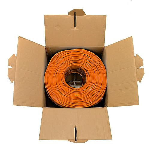 Image of DRIPSTONE CAT6 1000ft Bulk Ethernet Cable 23AWG Solid CCA UTP 0.57mm Orange