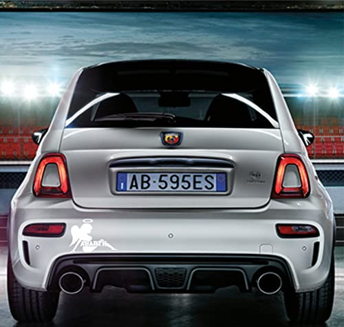 DualColorStampe Autocollants compatibles avec Fiat Abarth 595 695 stickers femme nuda accessoires voiture code 0187 (blanc) Cover