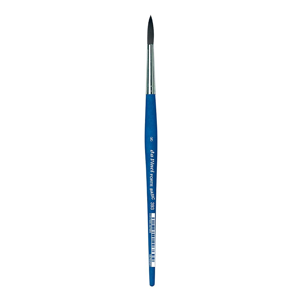 Brosse ronde da Vinci 393 en fibre synthétique bleu mat pour peinture