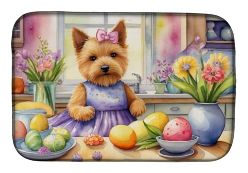 Caroline's Treasures DAC6861DDM Decorating Easter Norwich Terrier Dish Drying Mat Absorbent Dish Drying Mat Pad for Kitchen Counter Dish Drainer Mat for Countertop, 14 x 21", Multicolor
