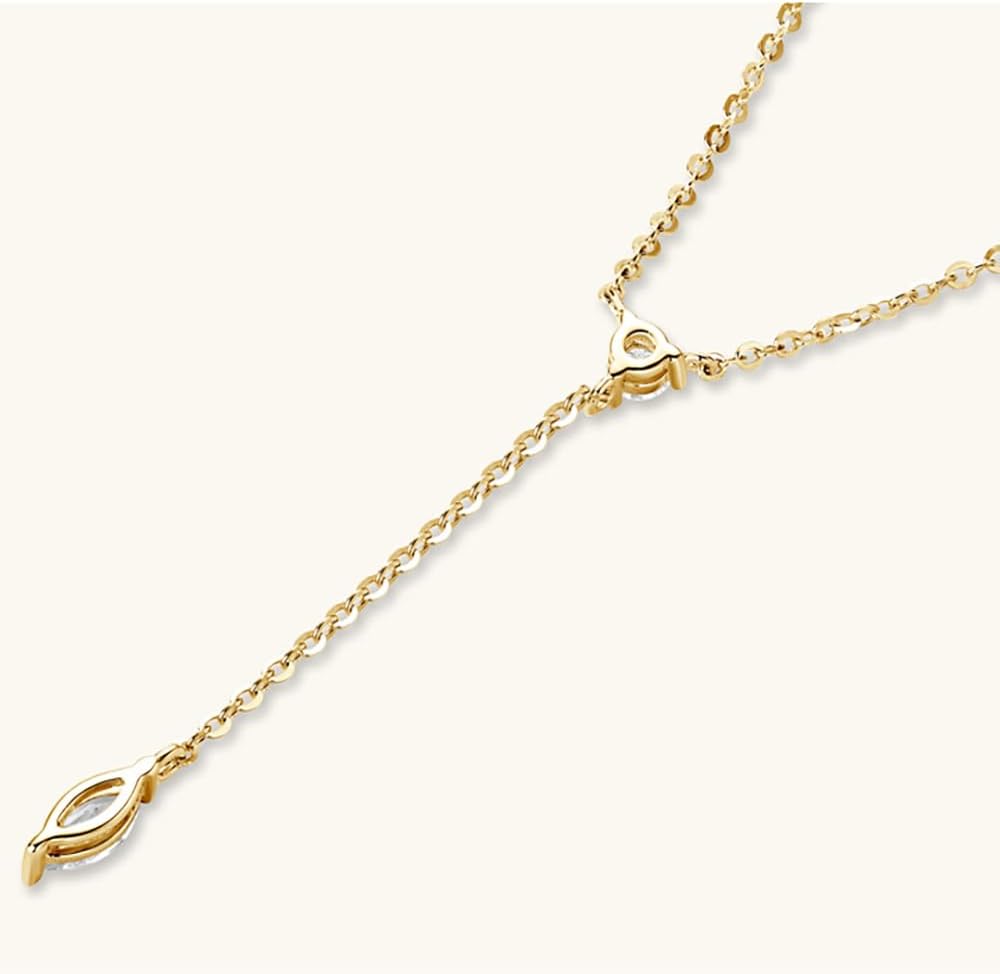 14K Gold 0.4 Carat D-color Oval-Cut Diamond Necklace, Fashionable Women's Accessory, Surprise for Your Partner, Ideal for Any Celebratory Event(Chain Length: 48.9 inches) - Image 5