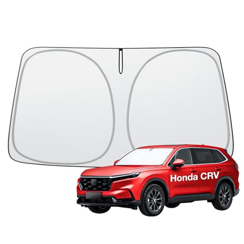 Parasol para parabrisas mejorado 2025 [diseño OEM, 100% bloqueo solar] Parasol plegable con aislamiento térmico con bolsa de almacenamiento, compatible con Honda CRV