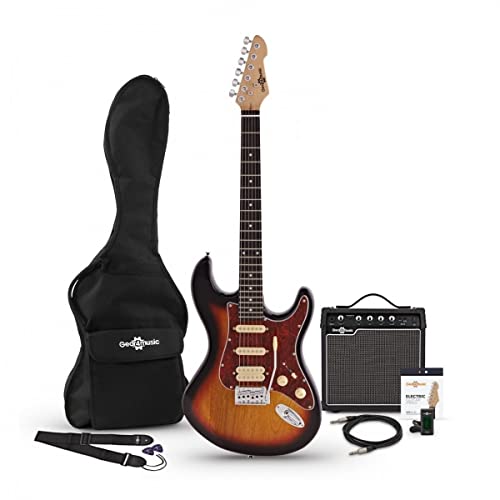 Pack guitare électrique et ampli 4/4 pour adultes débutant(e) s Sunburst - Les Beatles, Paul McCartney, John Lennon, RIngo Starr, George Harrison Pack guitare électrique et ampli 4/4 pour adultes débutant(e) s Sunburst