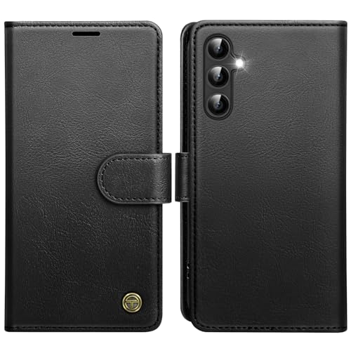 AIMOYU for Samsung Galaxy S23 FE 5G Case Flip Wallet Leather Phone Case with [4 Card Slots] [Kickstand] [RFID Blocking] Magnetic Protective Shockproof Cover for Samsung S23 FE - Black