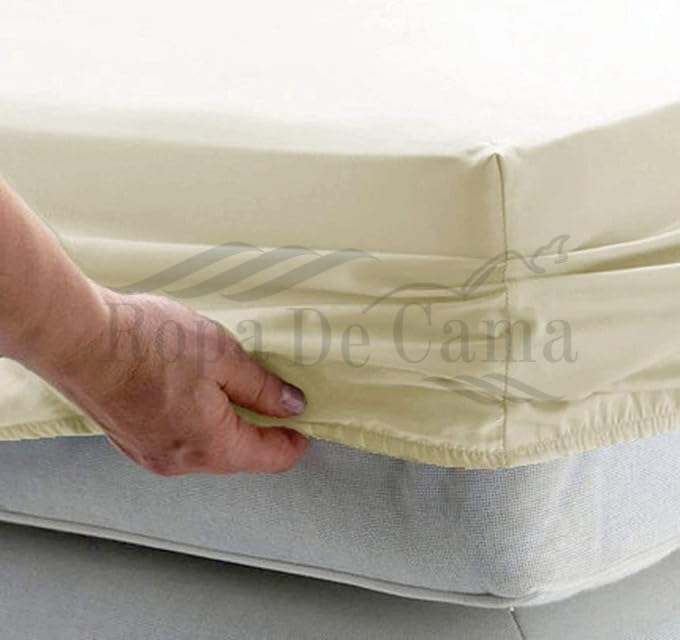 Ropa De Cama 1000 Thread Count 100% Egyption Cotton Extra Deep 16" (40cm) Fitted Bed Sheet, UK Double Fitted Sheet - Ivory - Image 3