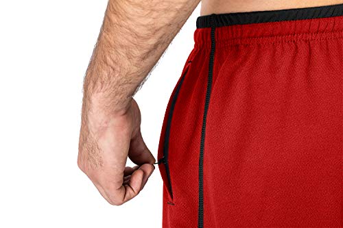 Magnivit Men's Stripe Pant Breathable Comfy Lightweight Sweat Pants Wide Leg Red/Black #TOP21