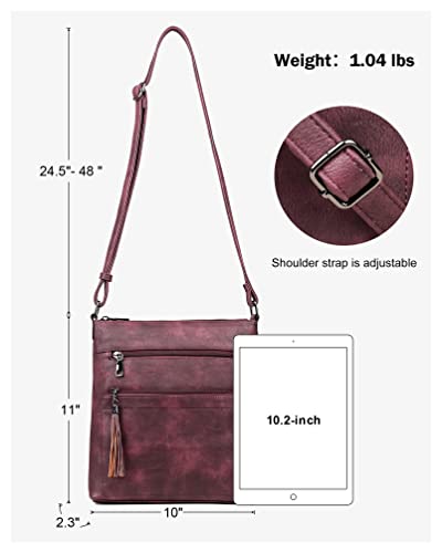 Image of MASINTOR Crossbody Purses for Women, Multi Pocket Casual Crossbody Bag, Adjustable Strap Shoulder Bag with Tassel