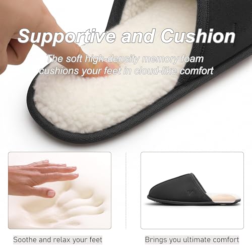 Image of Mens Scuff Slippers Micro Suede Memory Foam Slide Clogs Slip on Indoor Outdoor House Shoes