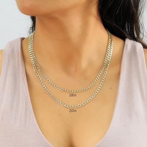 Nuragold 14K Real Yellow Gold Cuban Curb Link Chain Necklace 16"-30" (2mm-7.5mm) Italian Jewelry for Men & Women3