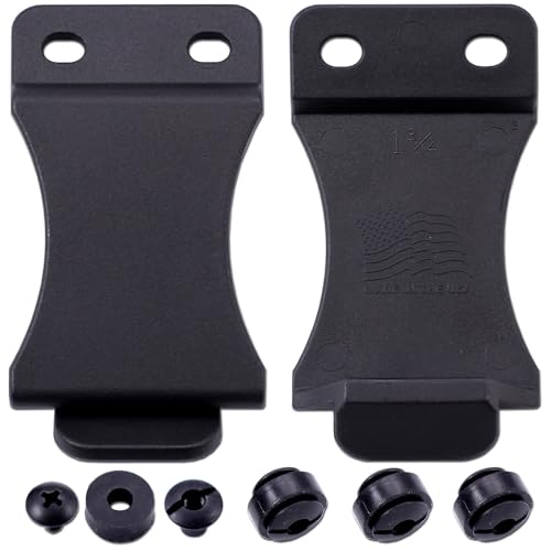 [2PCS] HolsterSmith FOMI Holster Clip for 1.75 Inch Belts IWB/OWB with Mounting Hardware USA Made - Adjustable Cant - for Kydex Holsters Knife Sheaths Inside Waistband Clips