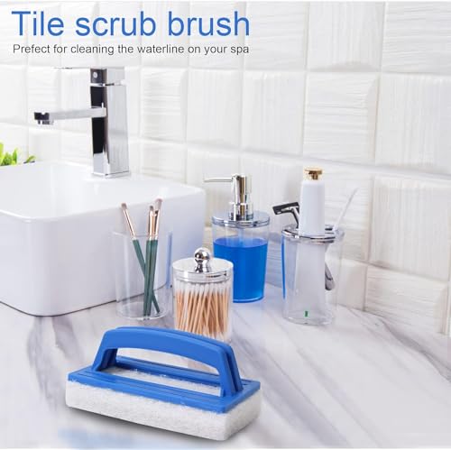 Pool Schwamm Bürsten Poolreinigung Handschrubbe Poolbürsten mit Griff Teich Bürste Pool Zubehör Reinigung für Beseitigung von Schmutz, Algen (Blau) – Bild 6