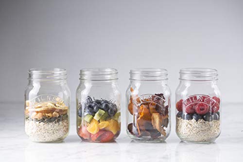 Kilner Conjunto de frascos de vidro Snack On The Go de aço inoxidável mantém os ingredientes secos s