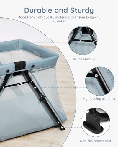 Image of Lilian&Gema 2-in-1 Travel Crib, Portable & Foldable Crib with Backpack, Lightweight Baby Travel Playpen with Thick Mattress for Babies & Toddlers, Baby Travel Essential