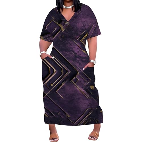 Image of SUZONANA Plus Size Dresses for Curvy Women African Print American Dress Summer Outfits Casual Loose with Pocket