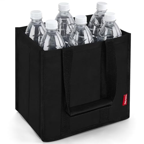 Eurhomewit Torba na butelki, uchwyt na butelki, również na butelki o pojemności 1,5 l, czarny, 6 Flaschen, Torba na butelki