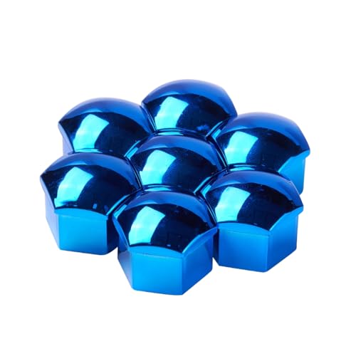 Image of Blueshyhall 19mm Wheel Lug Nut Cover Bolt Caps Anti-Rust Car Tire Nut Cover with Removal Tool (Pack of 20) - Chrome Blue