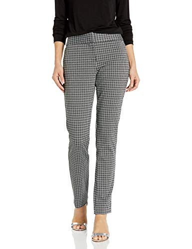 Vince Camuto Women's Classic Check Front Zip Ankle Pant, Rich Black, 4