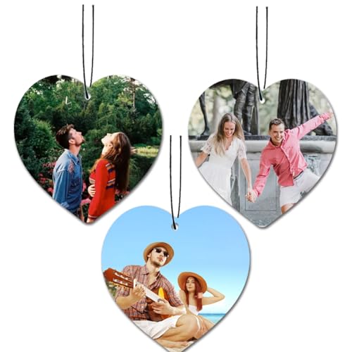 Personalized Photo Car Air Freshener – Custom Double-Sided Print – Fresh Linen Scent – Eco-Friendly, Long-Lasting Fragrance – For Family, Friends, Lovers (Love)