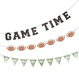 Mikinona Lot de 3 Guirlandes de Football Américain en Papier Décorations de Fête Sportives pour Anniversaire Bannière de Football Légère et Résistante pour Adolescents et Adultes