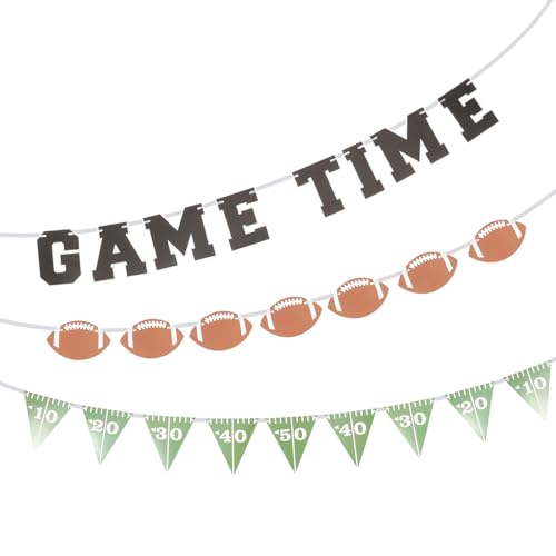 Mikinona - Mikinona Lot de 3 Guirlandes de Football Américain en Papier Décorations de Fête Sportives pour Anniversaire Bannière de Football Légère et Résistante pour Adolescents et Adultes
