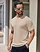 COOFANDY Men's Casual T-Shirts Short Sleeve Knit Tees Crewneck Solid Dress Shirts, Apricot, Medium