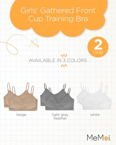 MeMoi Girls' 2 Pair Pack Gathered Front Cup Training Bra2