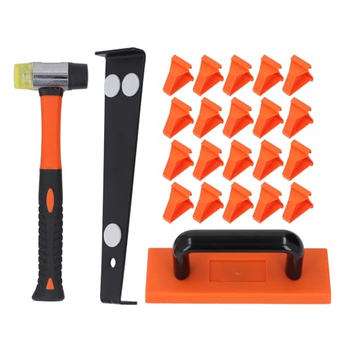 CHEOTIME 23 Pcs Set Laminate Flooring Tool, Laminate Wood Flooring Installation Kit with Reinforced Double Faced Mallet, Heavy Duty Pull Bar, Tapping Block and 1/4in 1/2in Spacer
