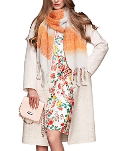 ELEHOLD Winter Warm Scarf Oversized Shawls Wraps for Women Blanket Scarf Fluffy Wrap Shawl Long Fleece Scarf Christmas Soft Scarves Cashmere Wrap - Orange