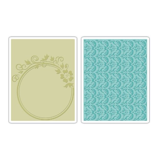 Sizzix Circle Frame and Rosemary Set by BG Textured Impressions Embossing Folders, Pack of 2, Multi-Color