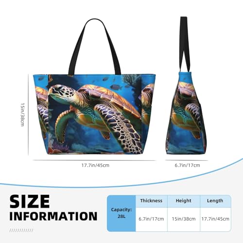 Beach Bags For Women Large Waterproof Sandproof Beach Tote Bag Lightweight Zipper Carry On Bag Ocean Animal Turtle Pool Bag For Gym Travel Vocation4