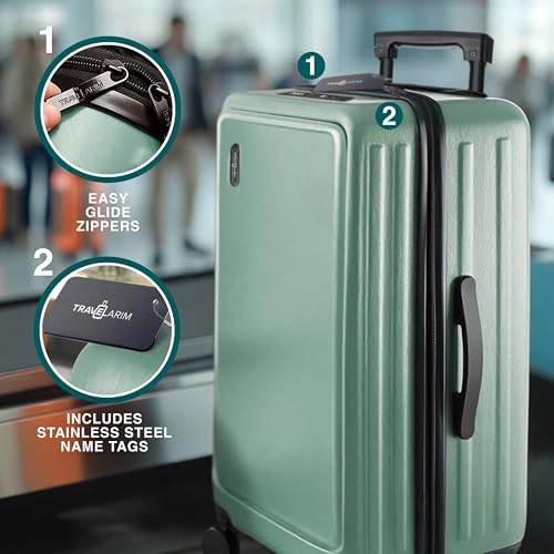 Image of Luggage Sets 3 Piece, 20 Inch Carry on Luggage and 28 Inch Suitcases with Wheels Spinner, Durable Hard Shell Suitcase Set, Expandable Travel Suitcase, Sage Green