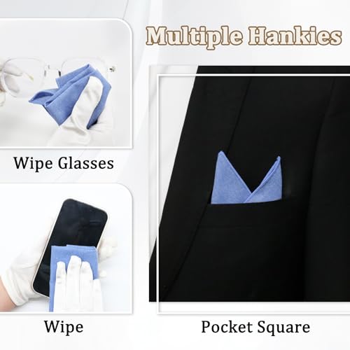 Image of LJBFNN Pocket Squares Handkerchiefs for Men Soft Cotton Mens Womens White Pocket Square with Holder for Suit Wedding Business
