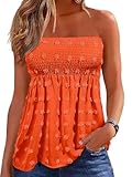 Flamingals Women's Tube Tops Summer Sexy Trendy Bandeau Backless Off The Shoulder Tank Tops Orange M